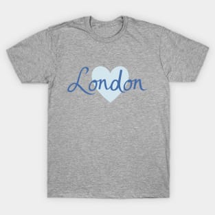 London Script & Heart in Blues T-Shirt